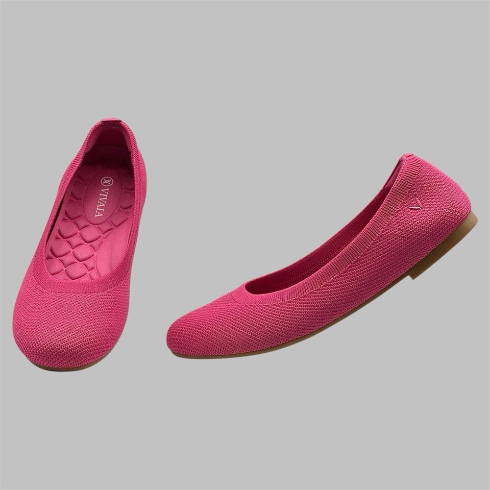 VIVAIA Claire Round Toe Ballet Flats Pink Women's Knit Comfort  EU/41 US/9.5